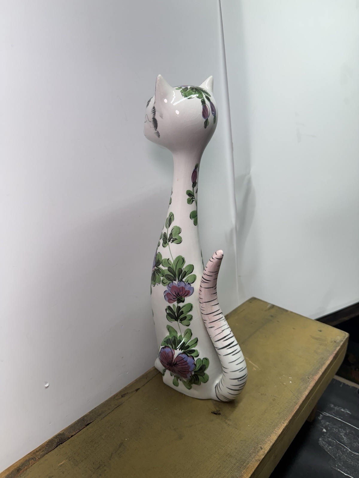 FABULOUS Italian Mancioli Deruta Pottery14” Tall Handpainted Gatto Cat Statue