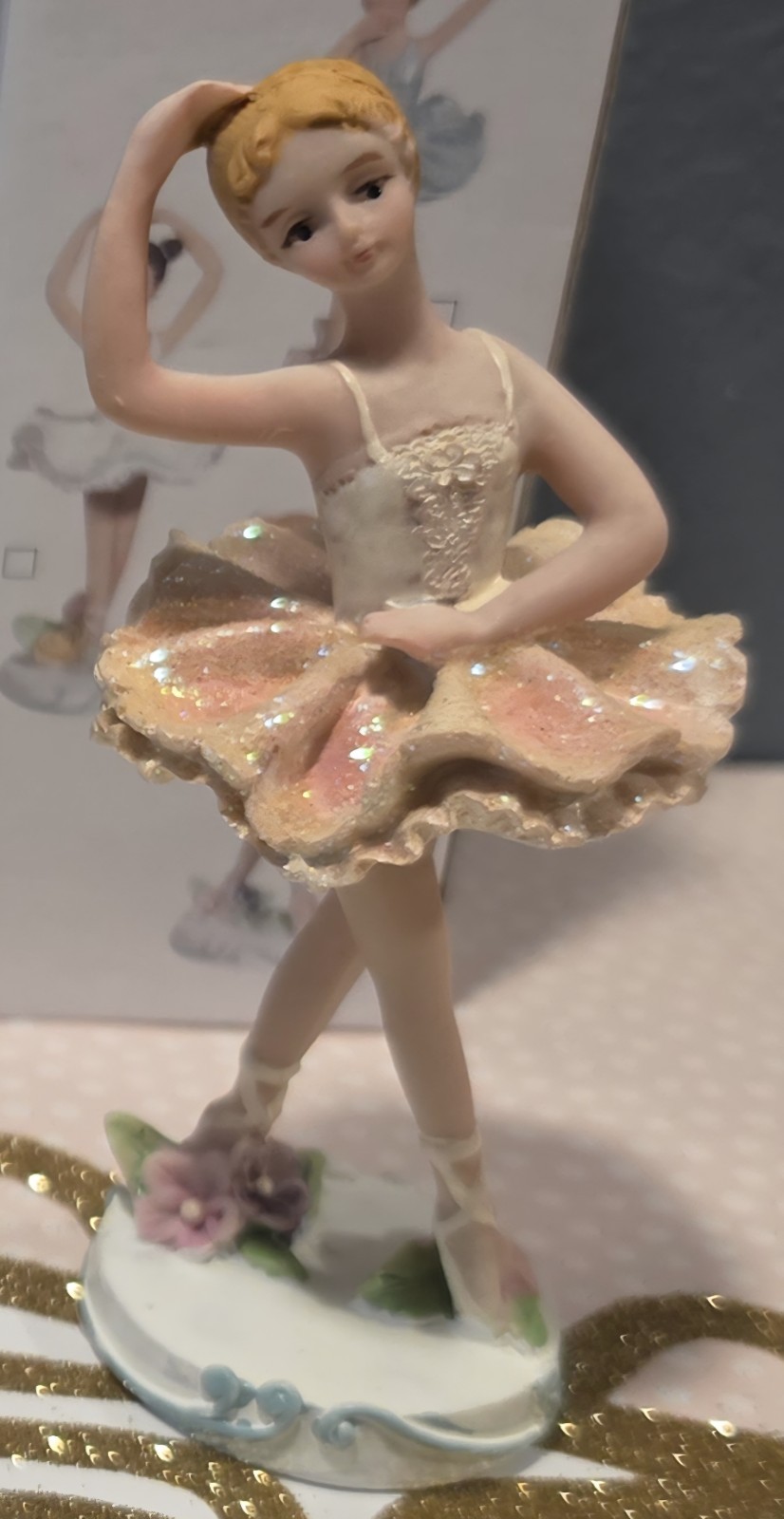 Three Burton + Burton 1 White, 1 Blue, 1 Pink Resin Ballerina Figurines W/Boxes