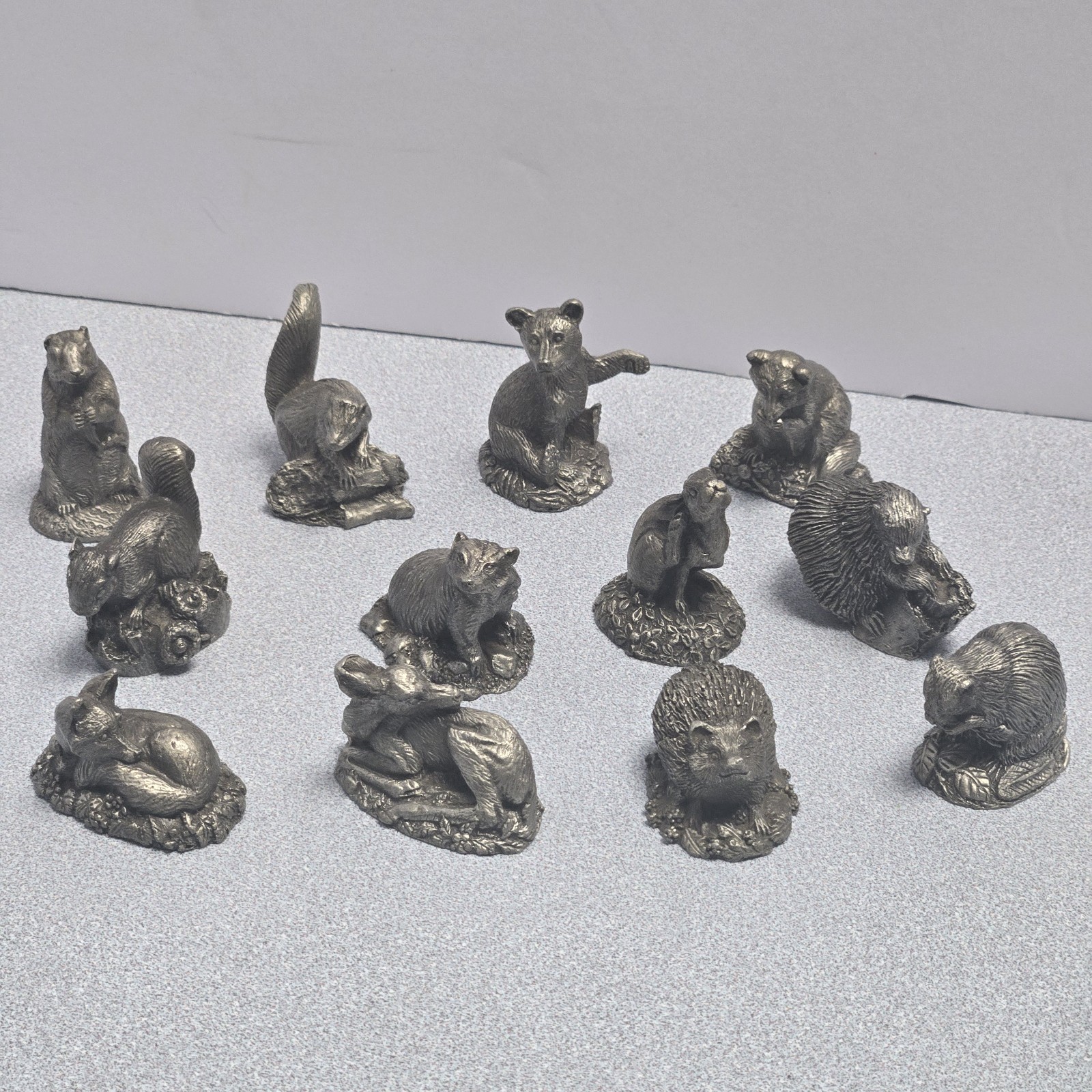 Vintage Franklin Mint TheWoodland Animals JaneLunger Pewter Lot of 12 1981