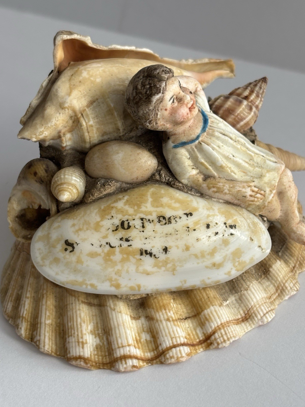 Victorian Antique Seashell Art Porcelain Figurine 1904 Worlds Fair Souvenir