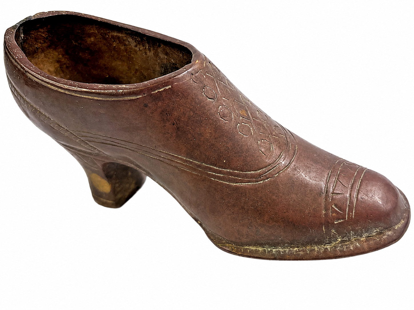 BRASS High Heeled Shoe Figurine Vintage Shoe 5″ X 2.75″