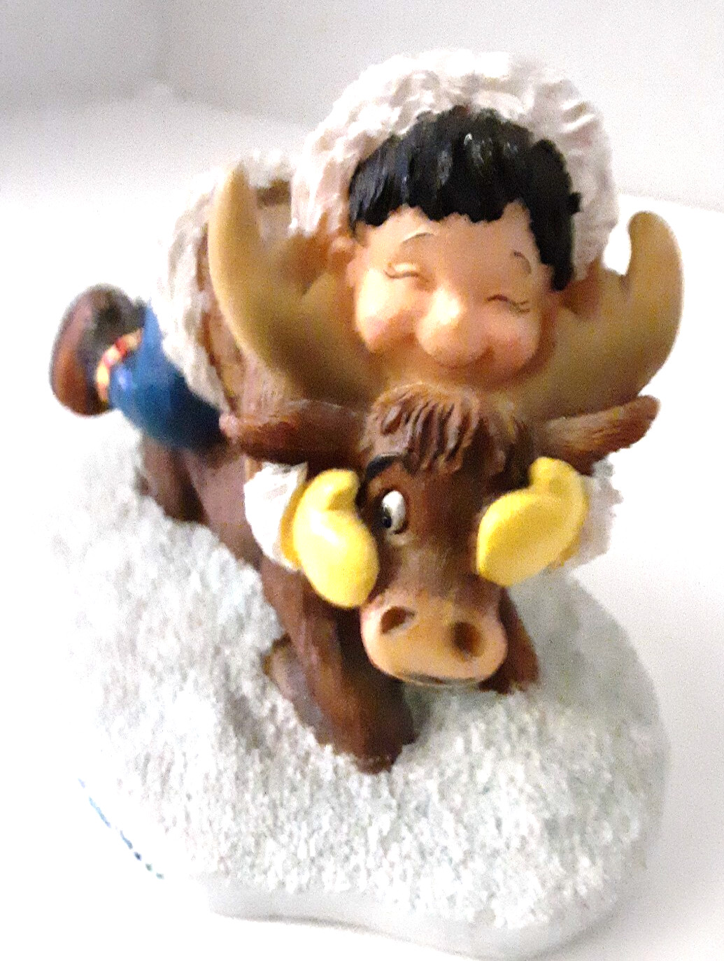 Vintage Eskimo Child Hugging Moose Igloo Crew Figurine Cindy Groom 90s Decor Y2K