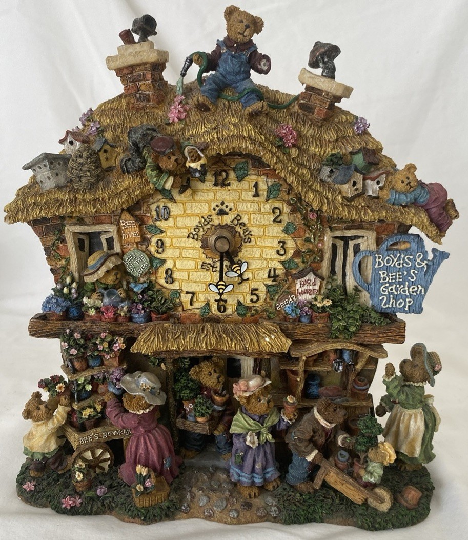 Vintage The Boyds Bears “Garden Shop” Wall Clock By The Danbury Mint – Read Des