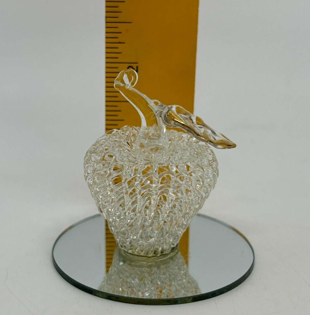 Set Of 4 Spun Glass Figurines Mirrored Base Kittens Shoe Baby Carriage Apple