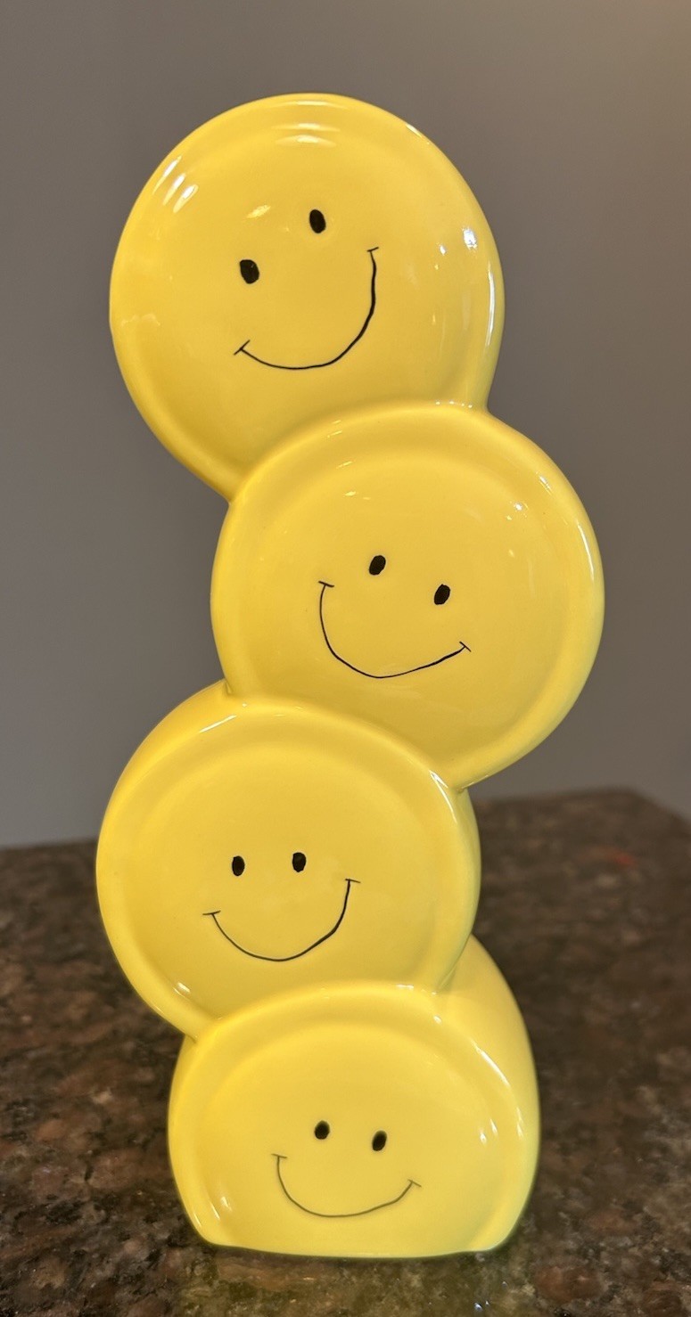 VTG Stacked Smiley Face Vase 1970’s Mid Century Modern Burton & Burton