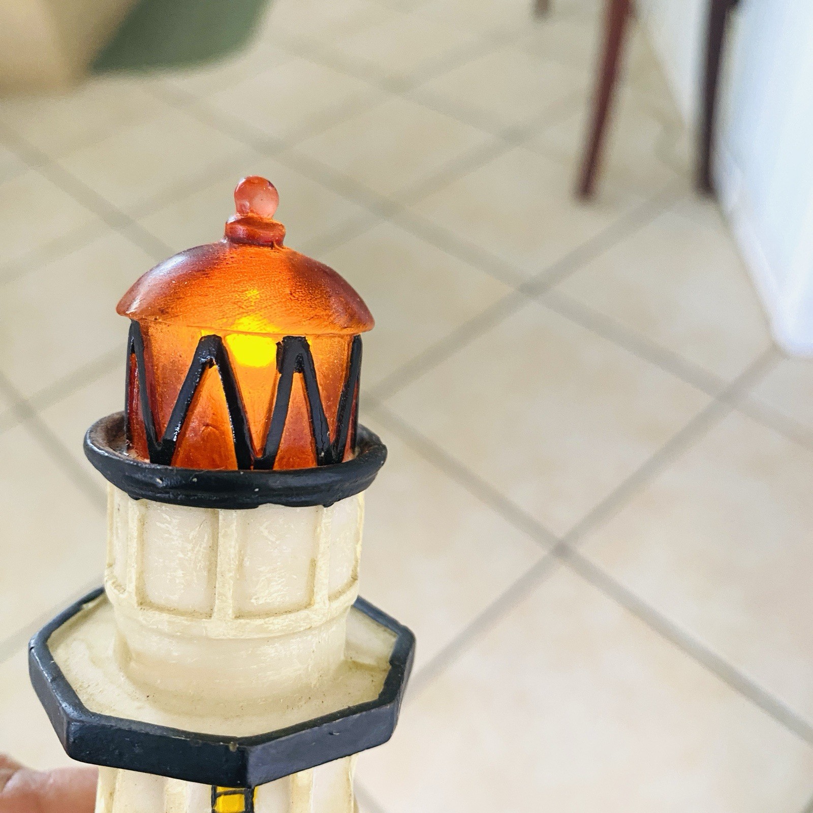 Lighthouse Lighted Nautical Decor Set Resin Beach Coastal Boating Sailing Theme