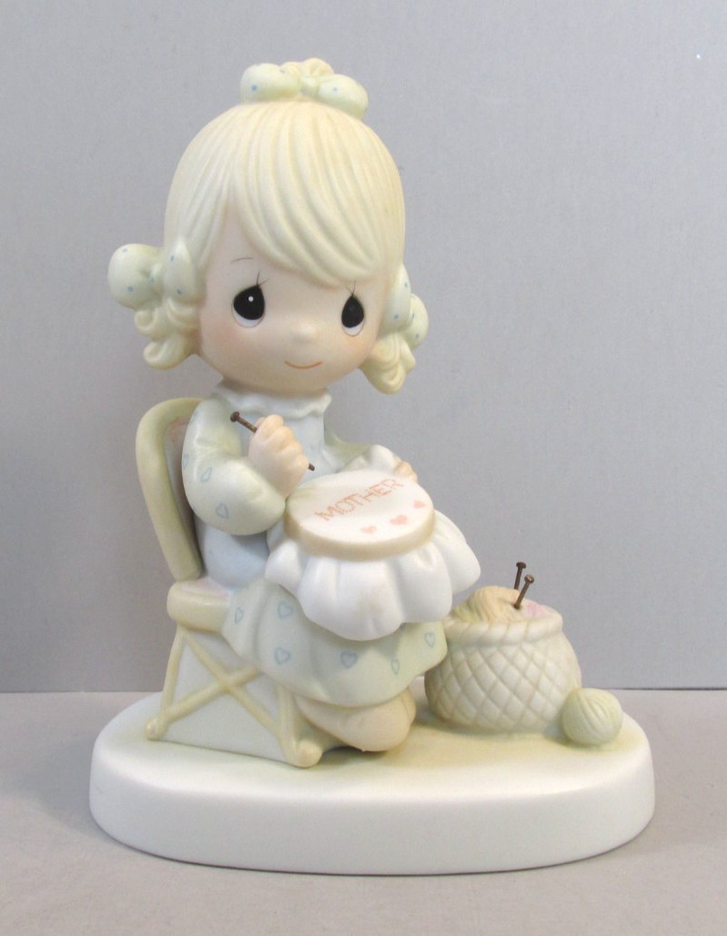 1979 Precious Moments “Mother Sew Dear” Embroidering Fig. – E-3106 – Vessel Mark