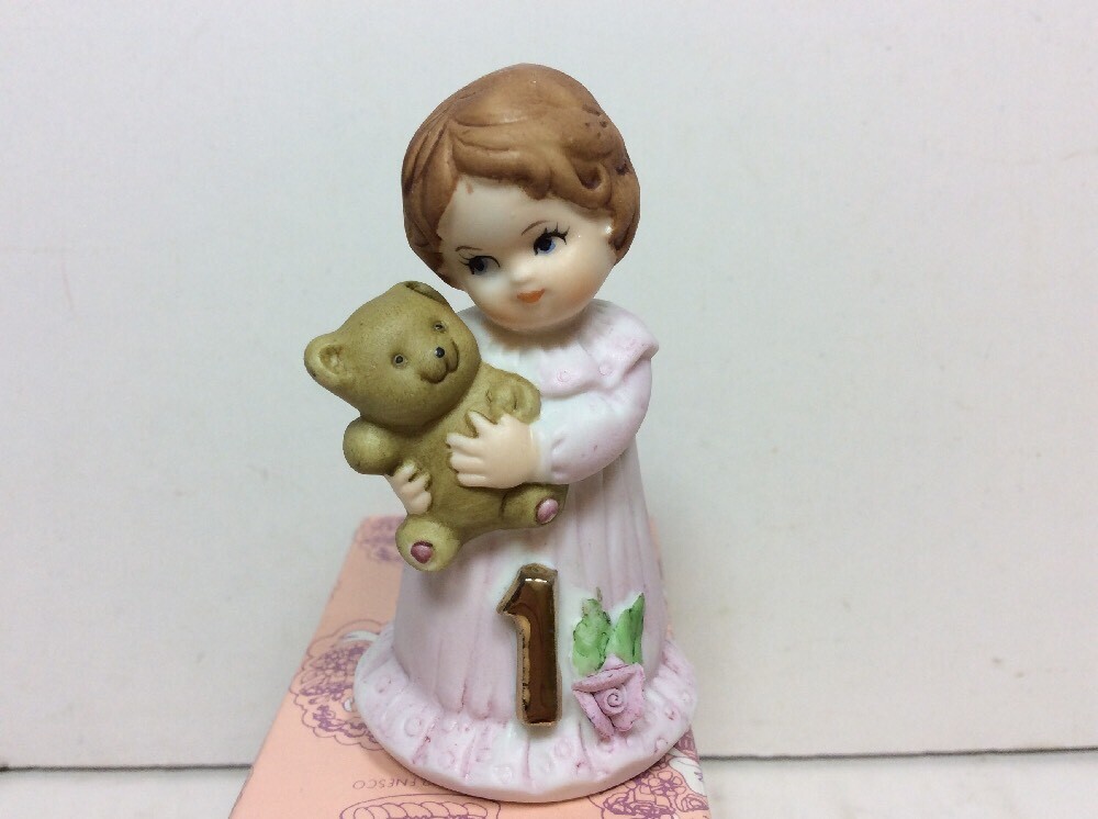 *NEW* GROWING UP BIRTHDAY GIRLS AGE 1 Brunette Figurine 2.5″ ENESCO 1982 E-9525