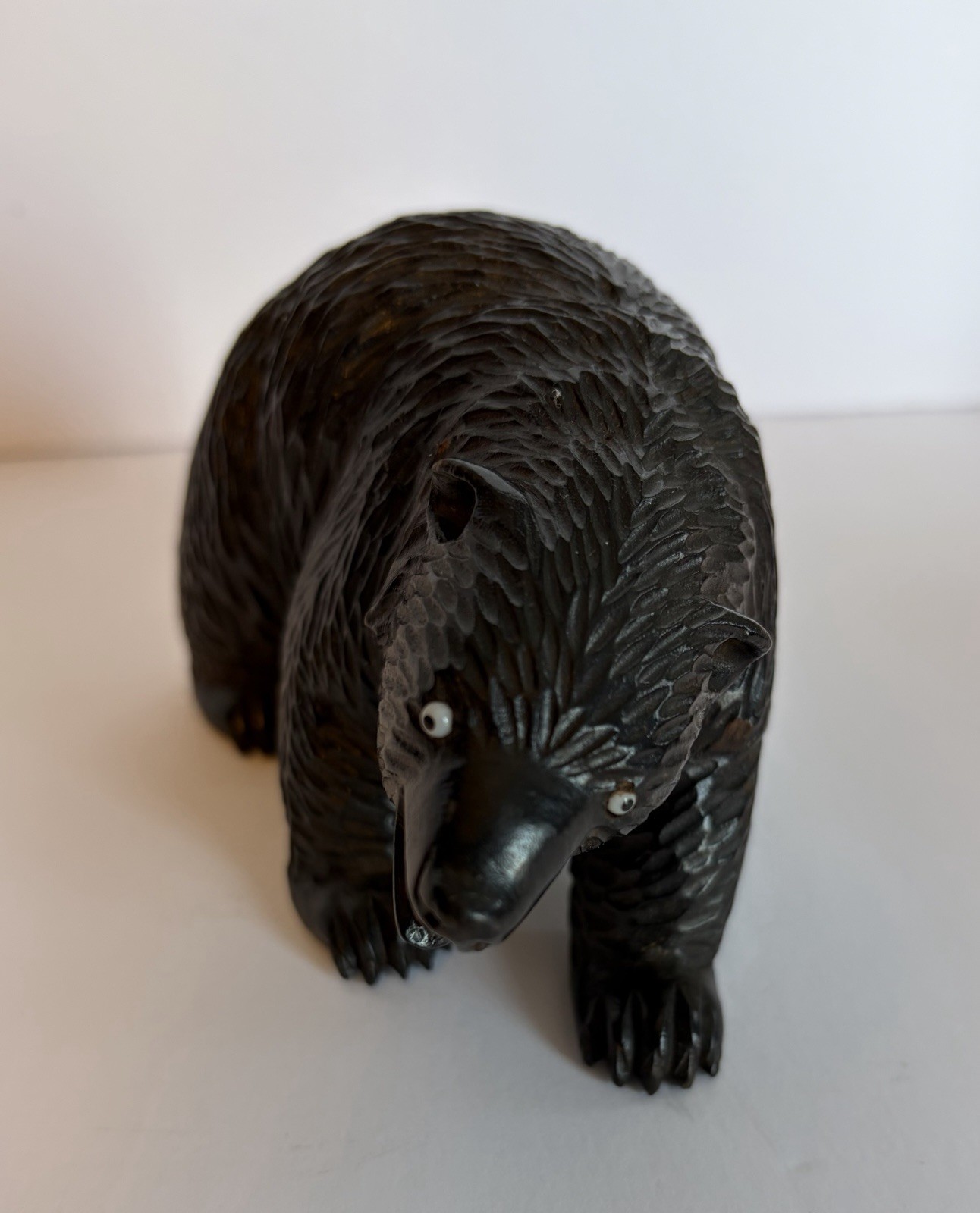 Hand-Carved Wooden Strolling Bear Figurine Brienz 1920s Switzerland Vintage