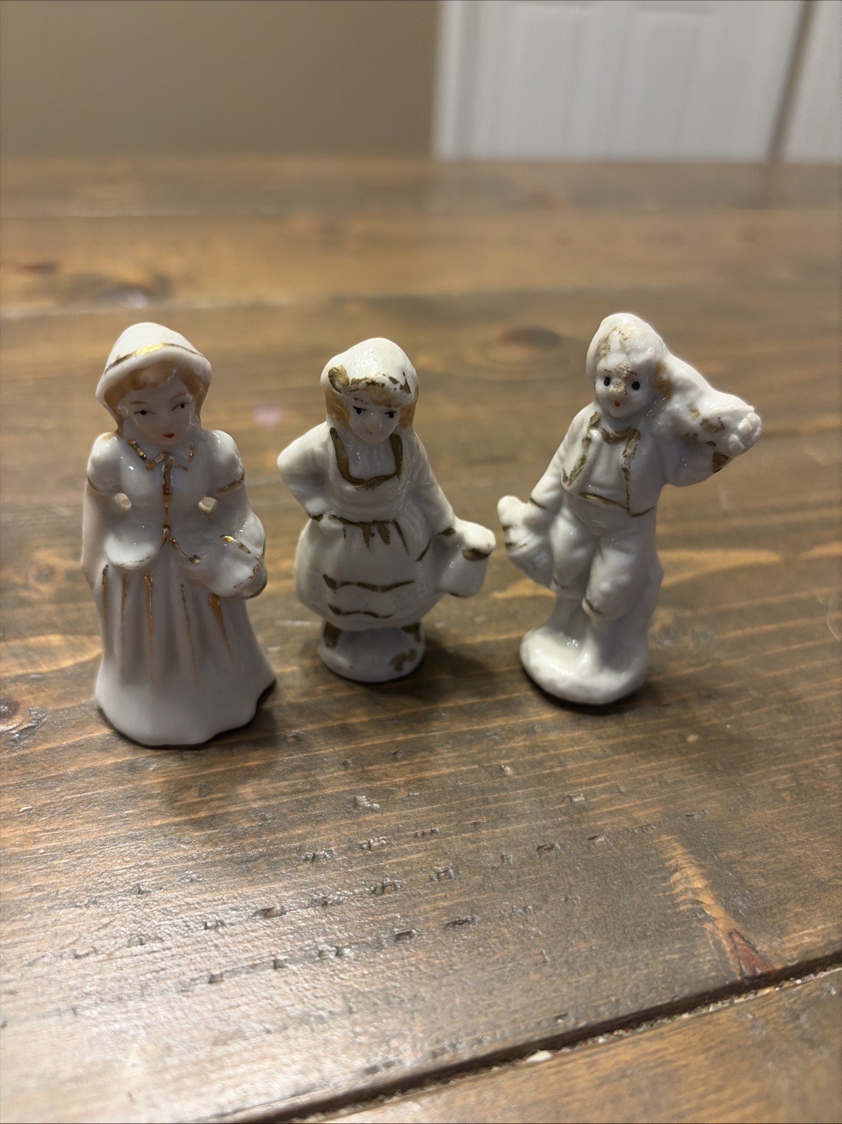 3 Vtg Small Porcelain Hand Painted VICTORIAN Man & Woman Figures Made in Japan