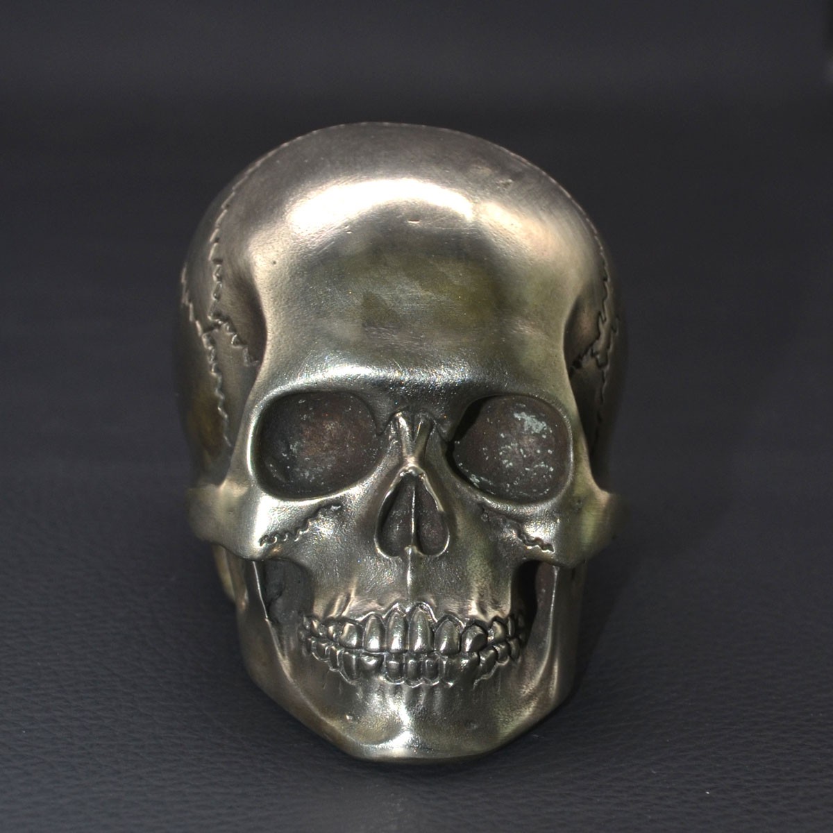 Oxidized Nickel Silver Human Skull Sculpture Collectible Decor – Lost Wax Cast
