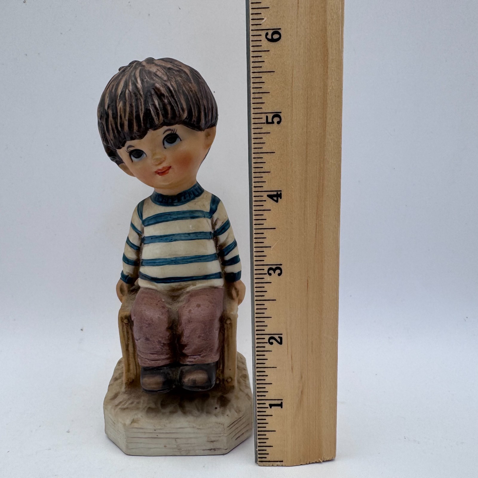 Vintage 1971 Moppets Boy Sitting Resin Figurine-Fran Mar