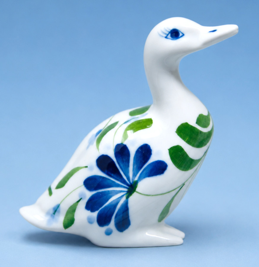 Dansk Sage Song Porcelain Duck Goose Figurine Blue Green Floral 4″ Vintage