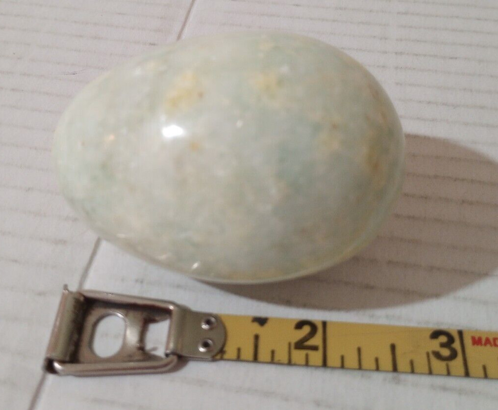 2.5″ Green Stone Egg With Wood Base Stand Pedestal