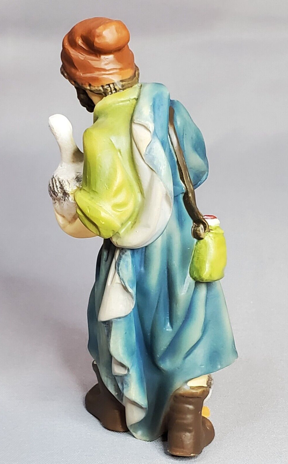 DOLFI Peasant Man with Ducks Hand-Painted Figurine 5-1/2in Resin Wood Sculpture