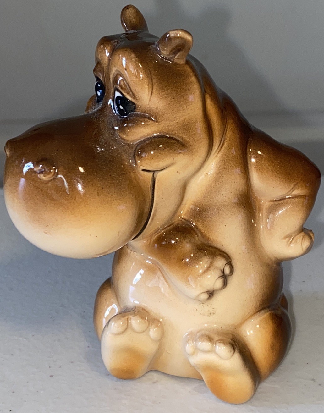 VTG Happy Hippo Mid Century Ceramic Figurine Decor Decoration Japan Quon Quon