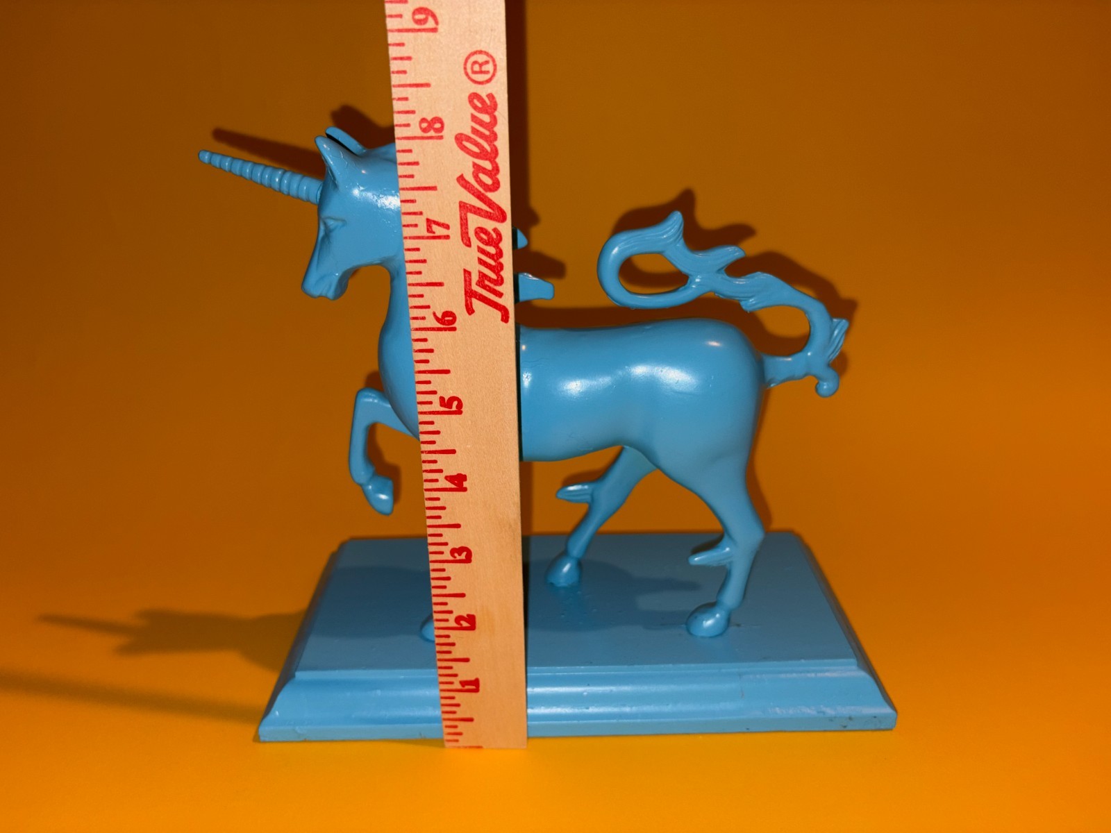 ❤️ WOW! Turquoise Blue UNICORN Painted Brass Wood Trophy Unique Rare MCM