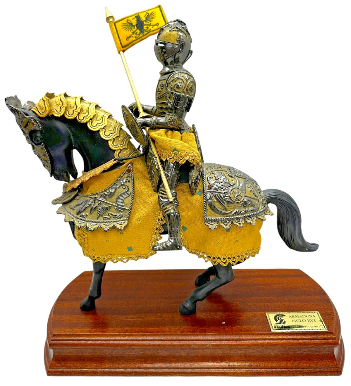 Armored Medieval Germanic Knight On Horse Lance Armadura Siglo XVI 13.5″ x 13.5″