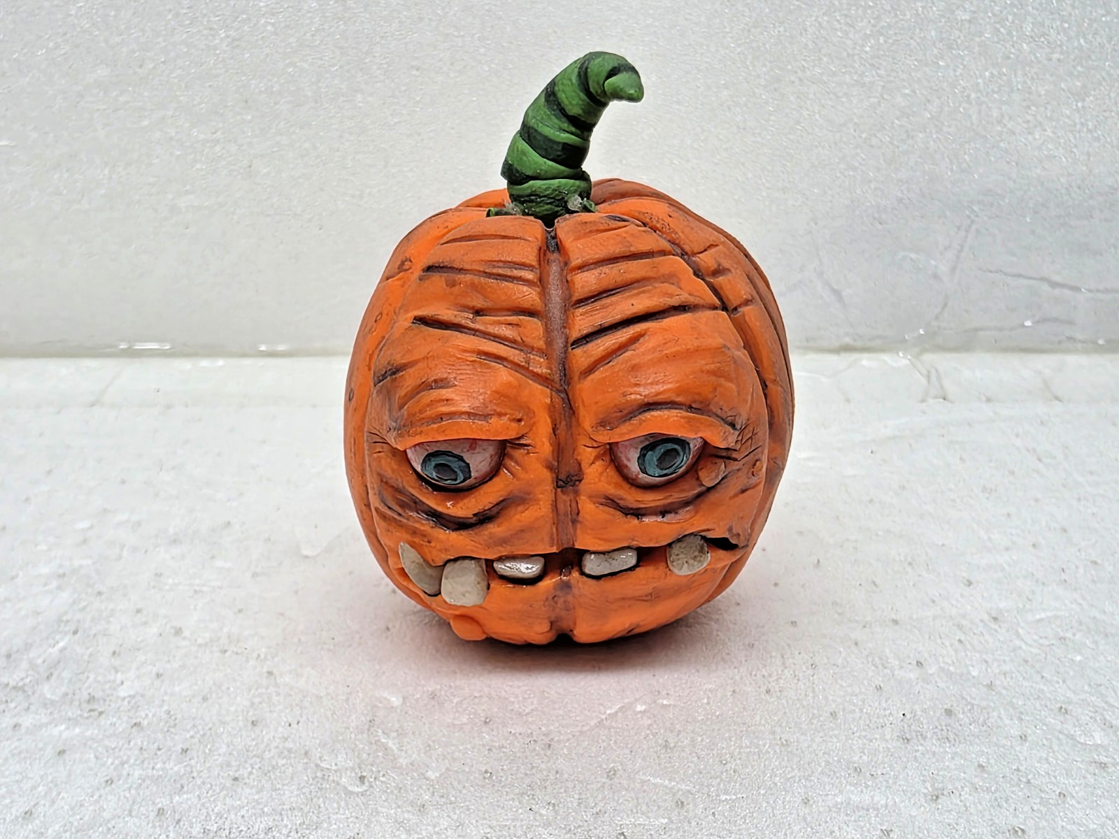 Ugly Polymer Clay Jack-O’-Lantern Handmade Sculptures Set Of 6