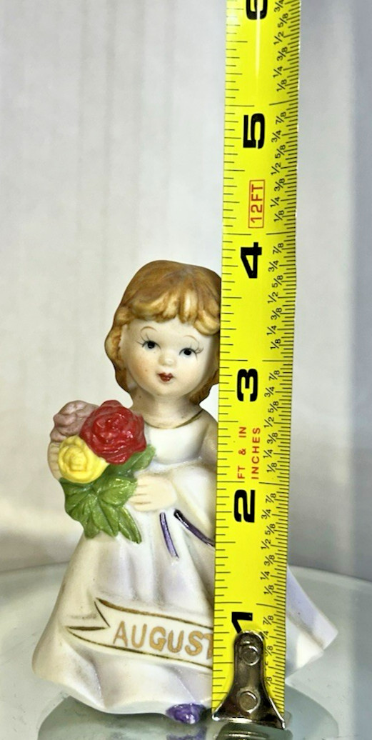 Vintage 4″ Lefton AUGUST Birthday Porcelain Figurine Hand-Painted Matte Finish