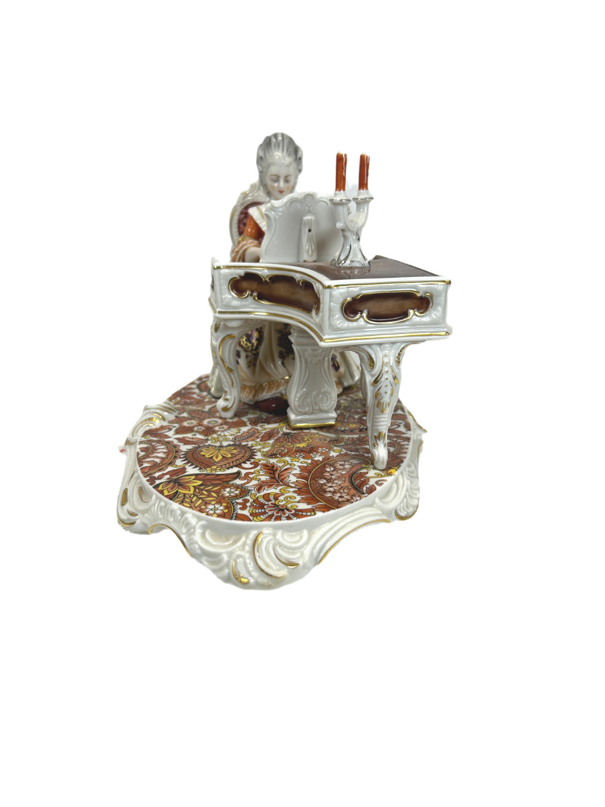 H.H. Kunst Dresden Porcelain Figurine Elegant Court Scene Women Piano Player