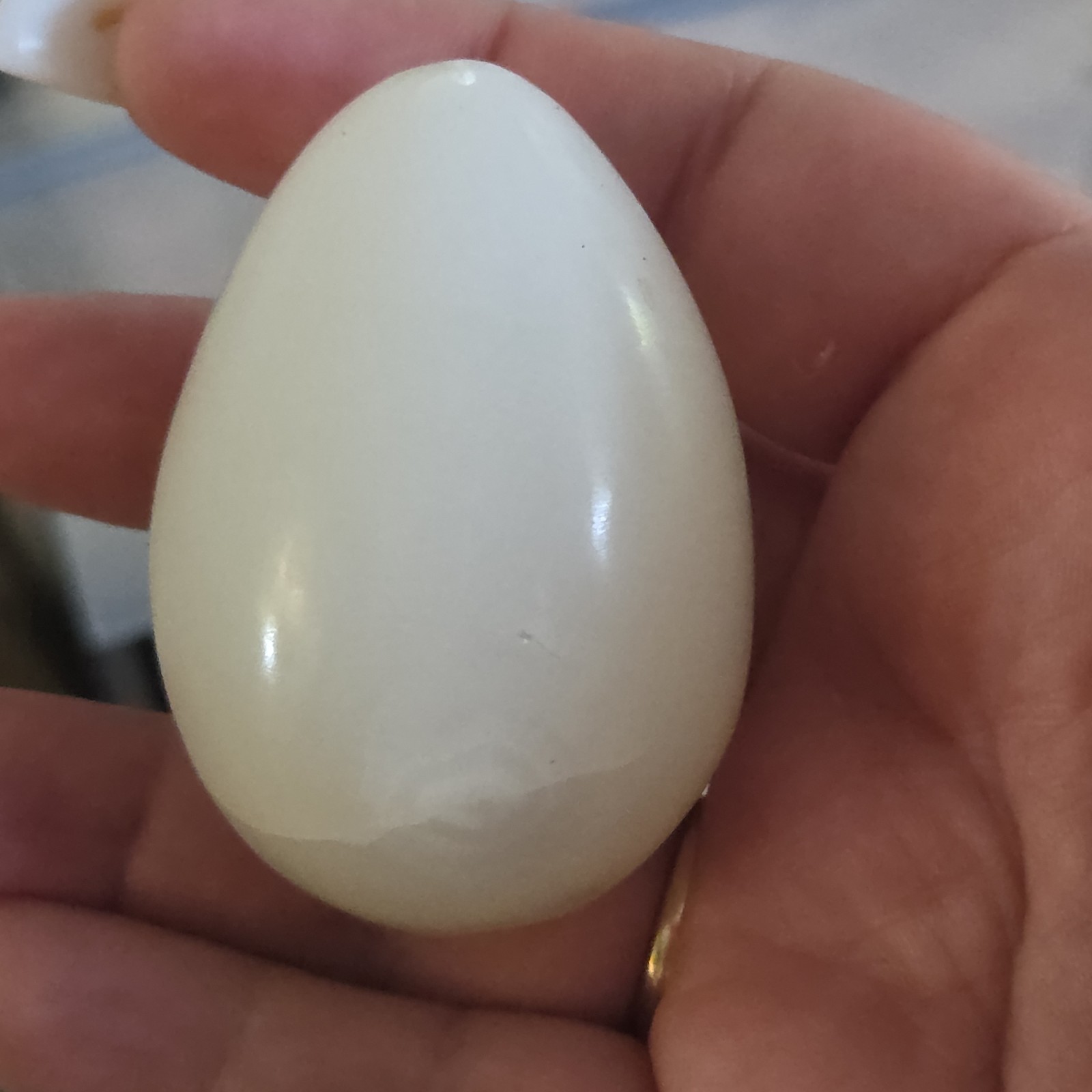 Vintage White Alabaster Stone Hand Carved Polished Decorative Egg 2.5″