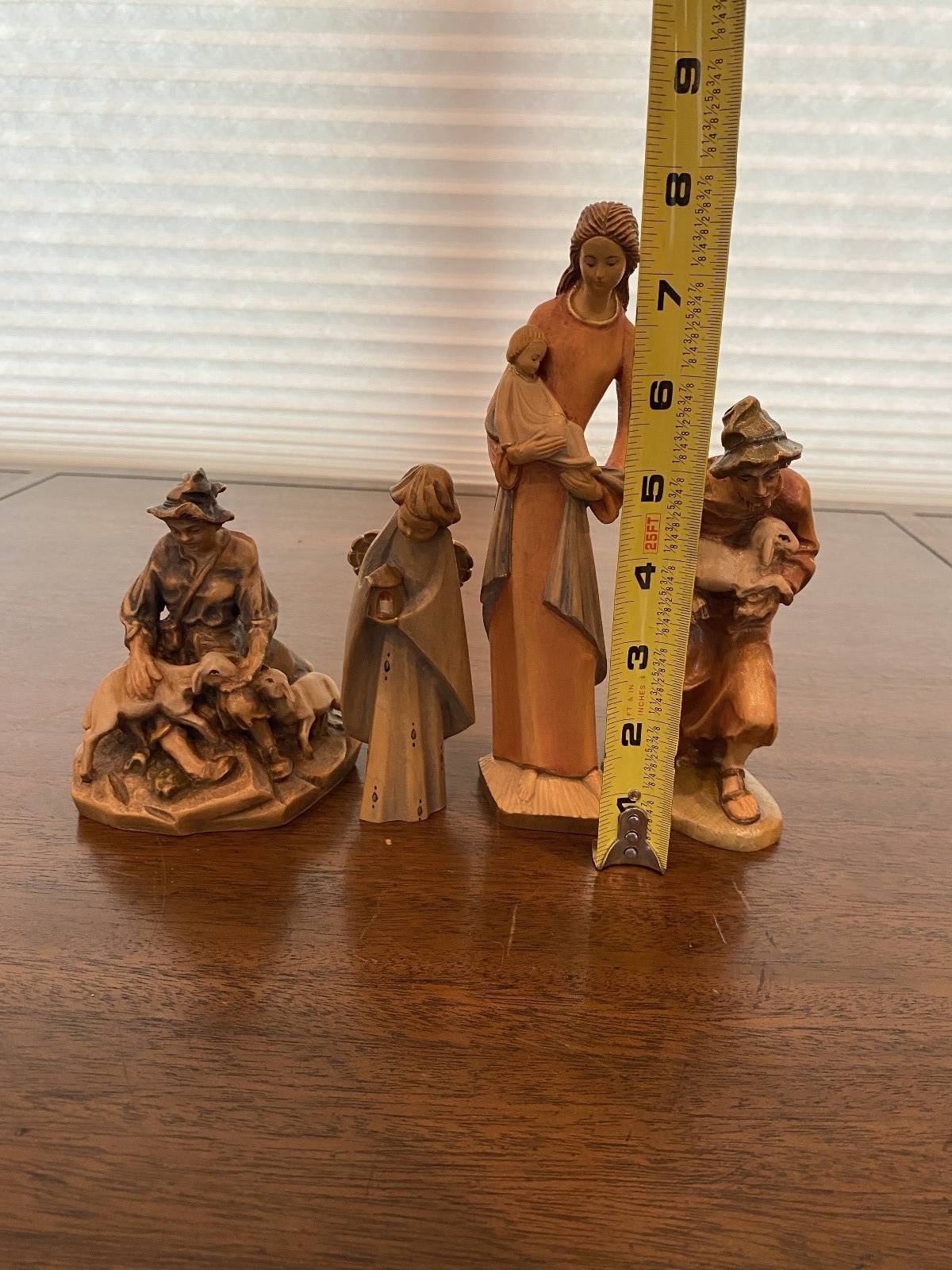 BEAUTIFUL VTG SET(4) OTCO Great Detailed Wood Carved Nativity Figurines ITALY