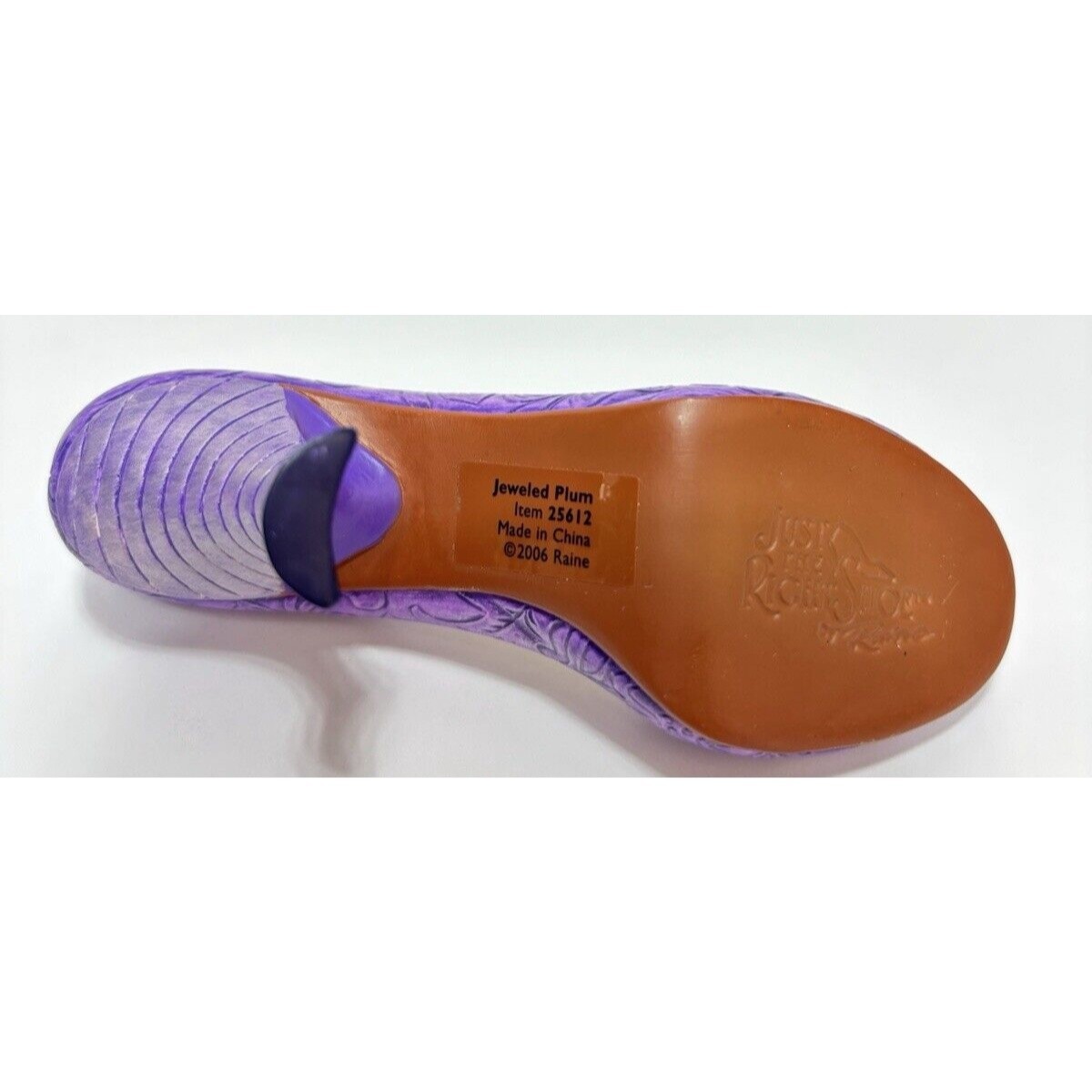 Just The Right Shoe Jewelled Plum by Lorraine Vail, VTG Purple Mini Heel Decor