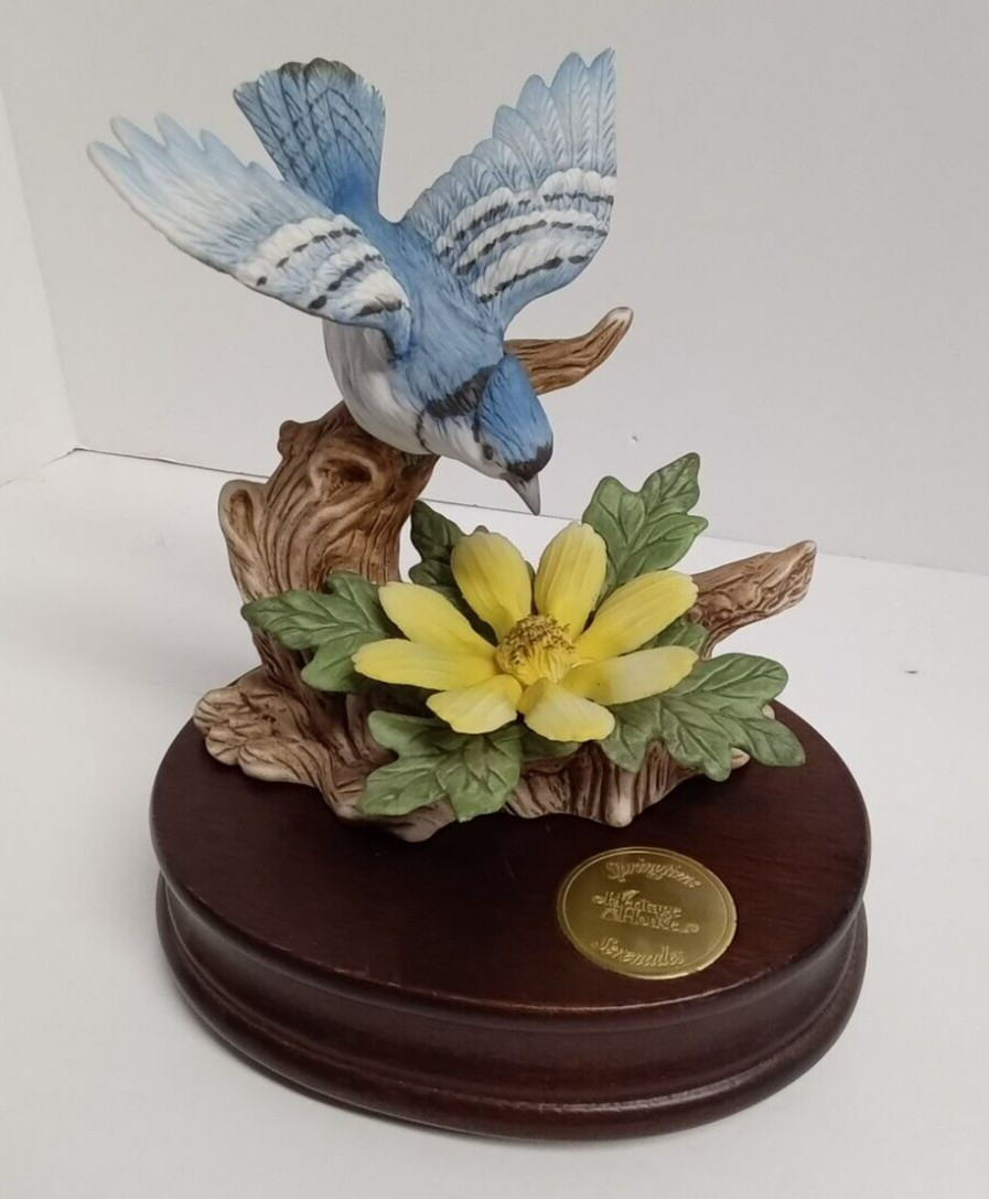 Vintage Heritage House ‘Springtime Serenades: BLUE JAY’ Figurine with music box