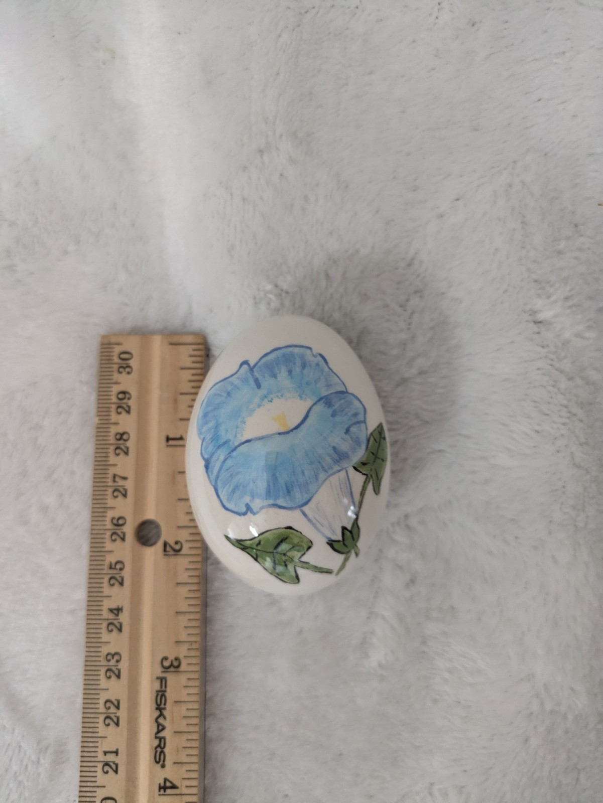Hand Painted Morning Glory Ceramic Egg –