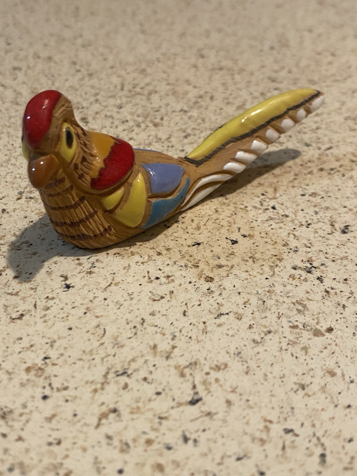 Vintage Hand-Crafted Casal Clay And Enamel Pheasant Bird Peru Multicolored