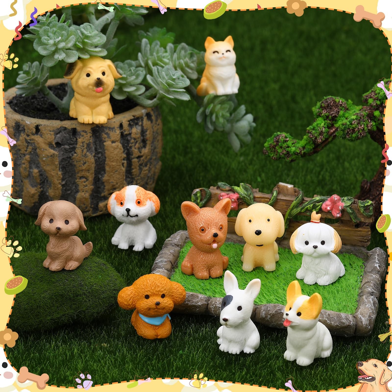41 Pcs Mini Dog Figurines – Cute Hand Painted Resin Animal Realistic Miniatur…