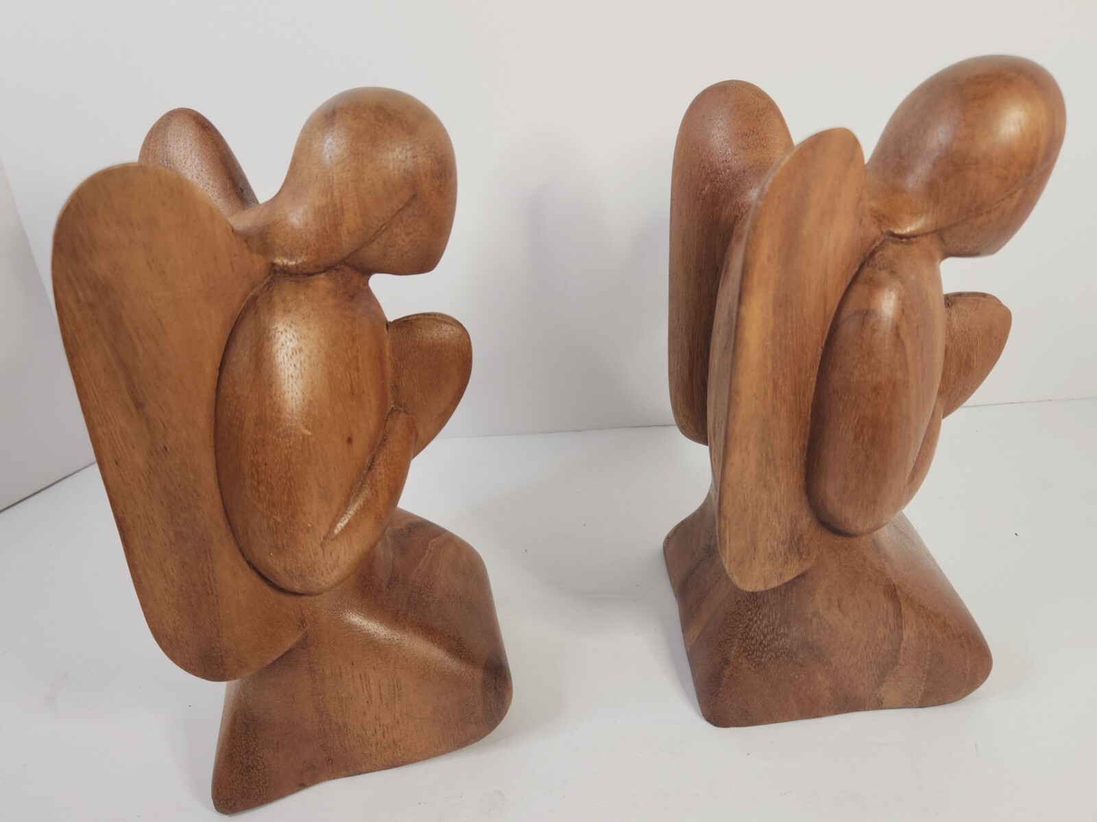 3 Novica Collection Hand Carved Wooden Angels/Watching/Praying/Indonesia