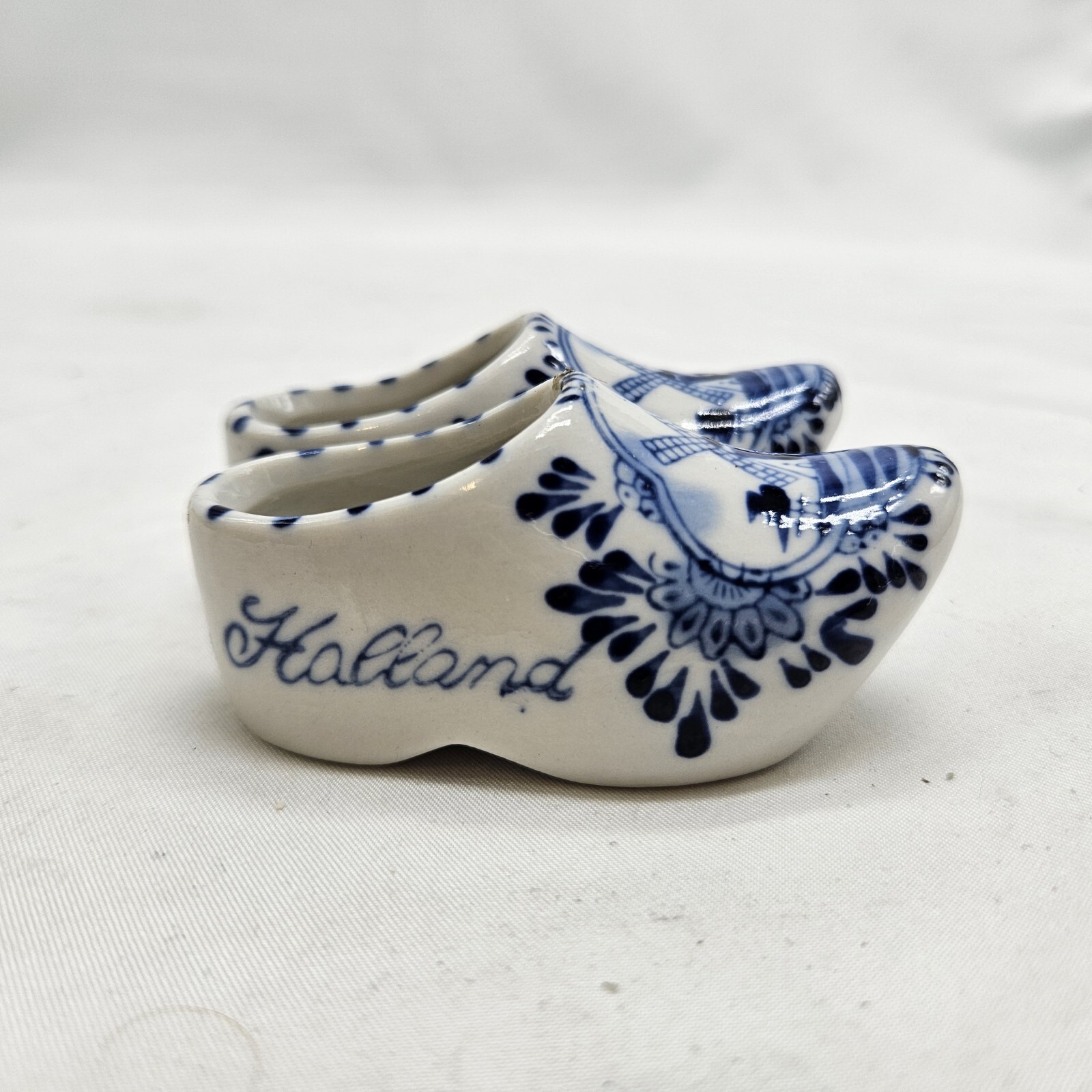 Mini Ceramic Dutch Clogs Delft Blue White Holland Clogs Decor. Vintage
