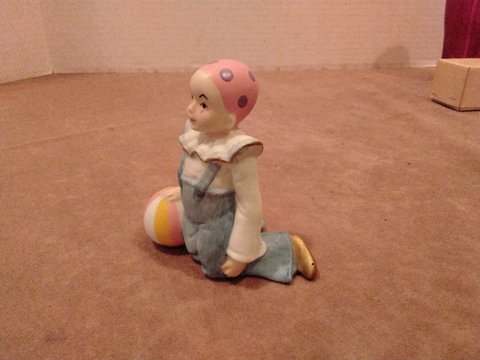 Vintage Pierrot Clown Figurine Pastels Sri Lanka 2.75” tall