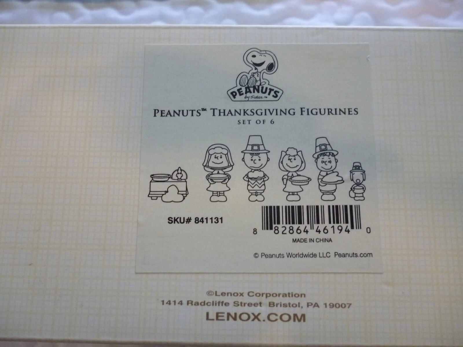 Lenox Peanuts Thanksgiving Figurines 6PC Pilgrim Dinner Snoopy Charlie Brown NEW