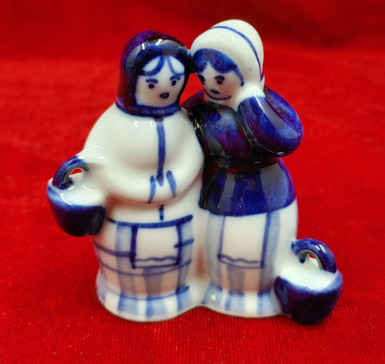 Vintage Gzhel Figurines Lot Of 6 Hand Painted Russian Folk Art USSR *Please Read