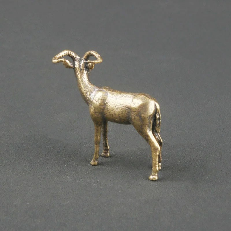 Copper Sheep Leader Small Ornament Antique Ram Goat Animal Miniature Home Decor