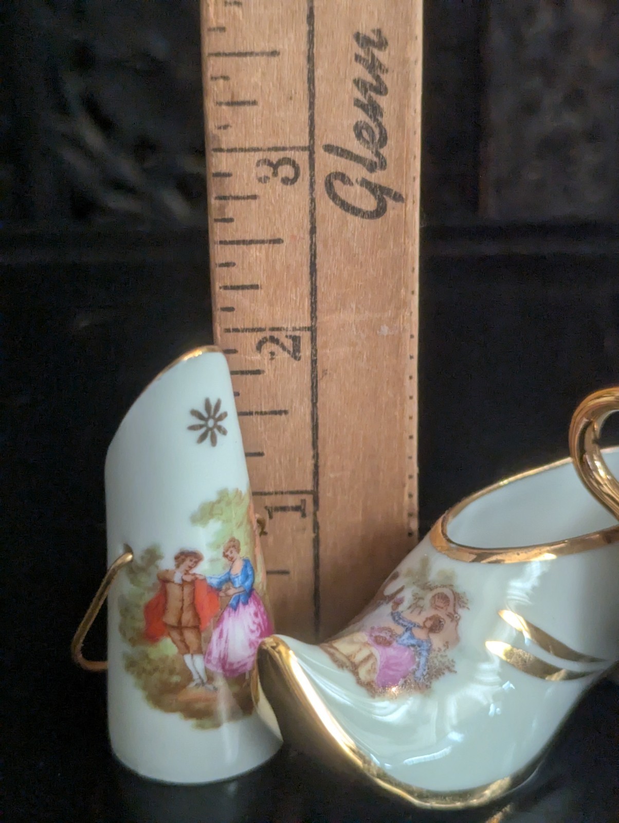 Lot Vtg Limoges France Porcelain Miniature Courting Couple Rococo Shoe Vase Tea