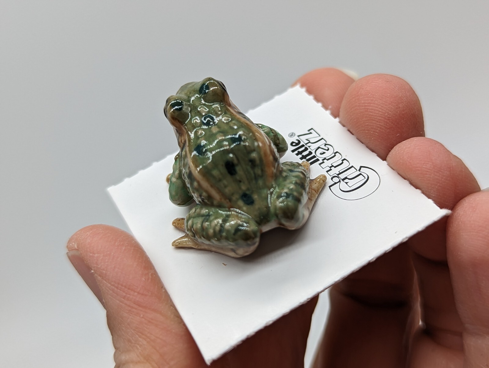 Lot /2 Little Critterz Red-Eyed & Leopard Frogs Hand-Painted Porcelain Mini Figs