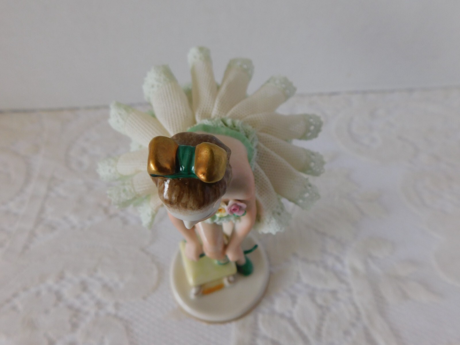BEAUTIFUL MULLER VOLKSTEDT IRISH DRESDEN FIGURE PORCELAIN LACE BALLERINA – MINT