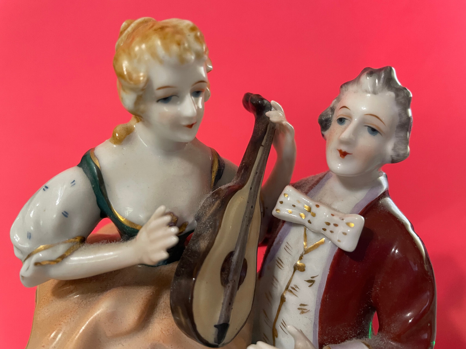 Porcelain Man & Woman Victorian Figurine Statue Antique JAPAN Porcelain