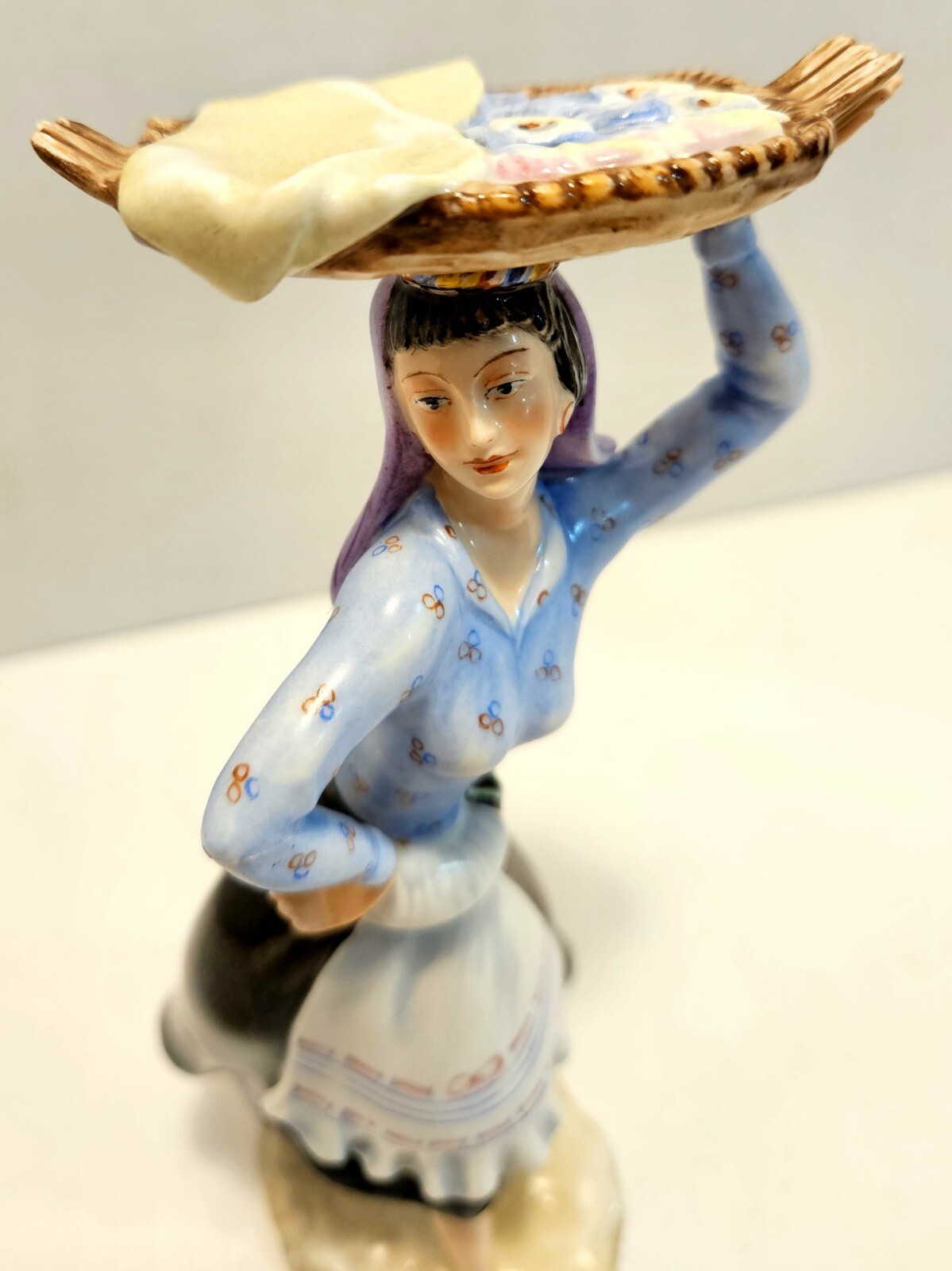Vista Alegre Porcelain Figurine Douro Litoral Lady Basket Holding Fish Portugal