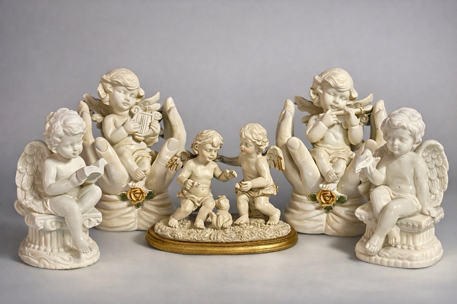 Vintage Angel Figurine Lot – Shabby Chic Decor Lot Of 5
