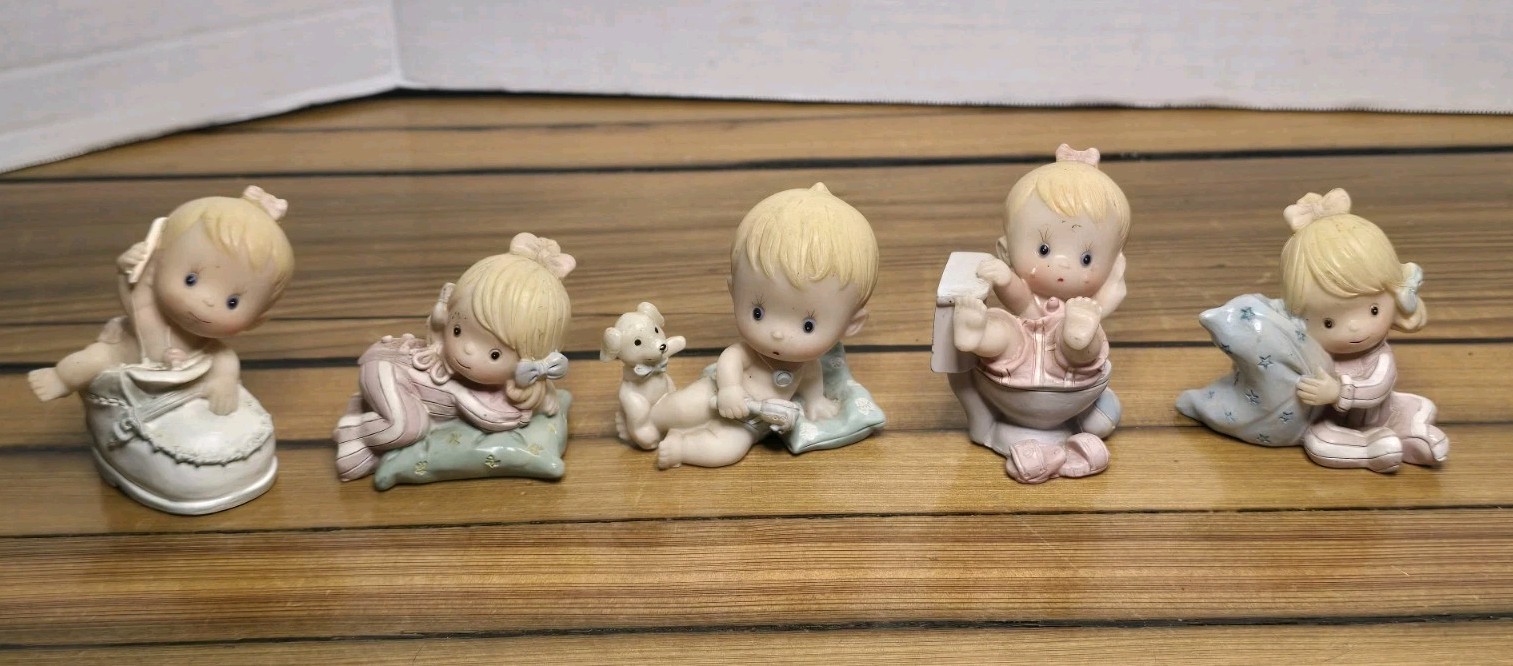 Lot of 5 Vintage Turtle King Corp Resin Baby Figurines Belle and Benny Style