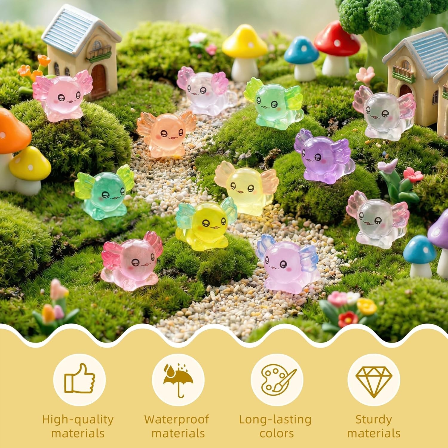 Whimsical 30pcs Mini Resin Axolotls – Luminous DIY Decorations for All Occasions