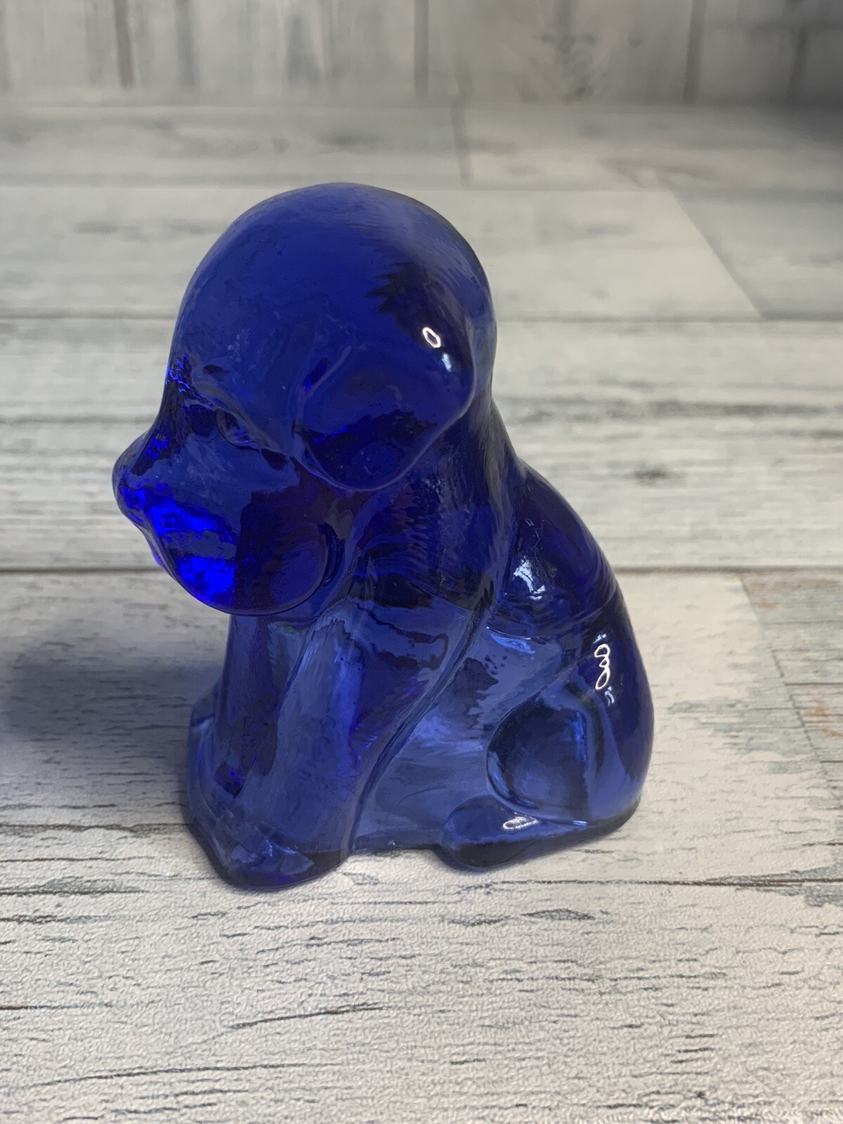 Vtg Pooch The Dog Degenhart Blue Glass UV Glow Marked D