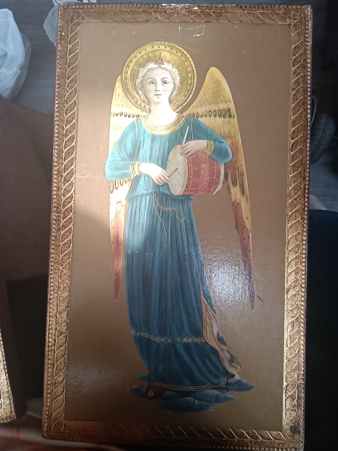 Two Italian Angels Playing Instruments 11.25 X 6.75 In Gold Tone Or OBO