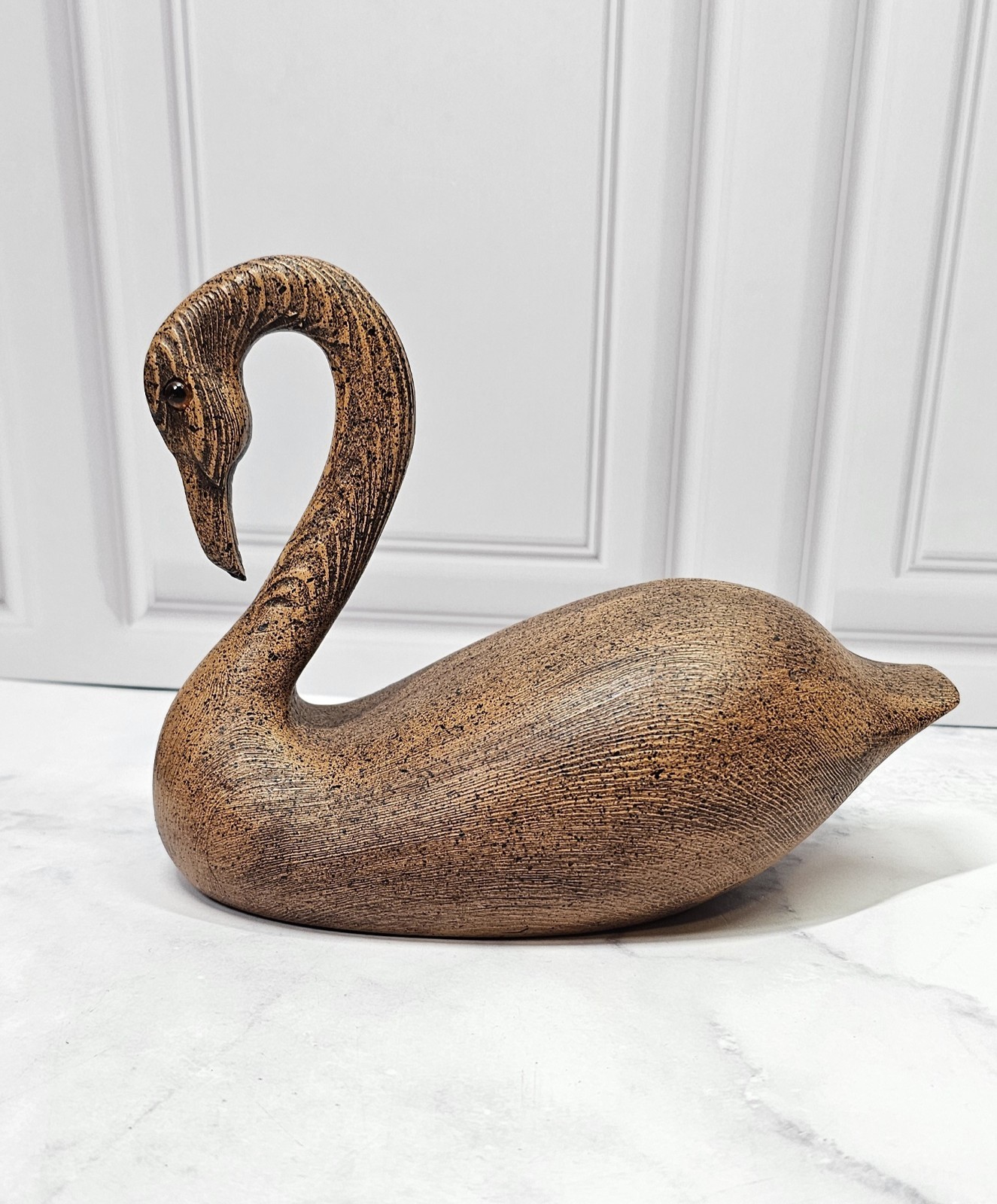 Vintage Brown Swan Figurine Home Decor Resin