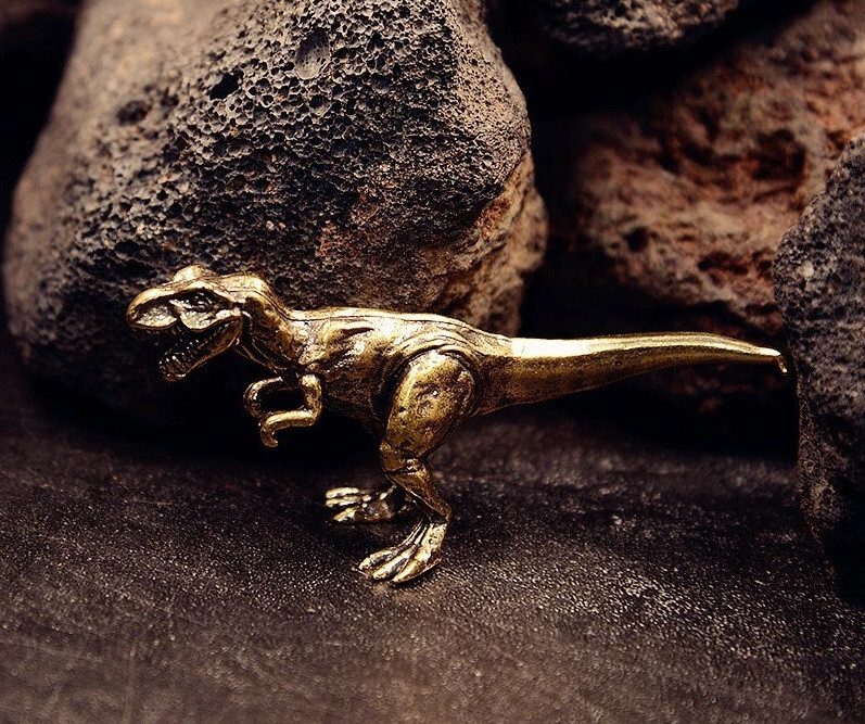 Brass Tyrannosaurus Dinosaur Figurine Small Animal Statue Home Decoration Toy